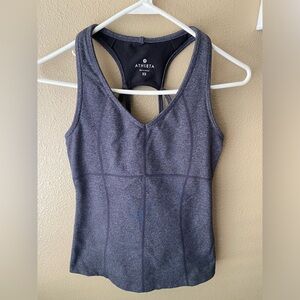 Athleta Equator Tank – Heathered Gray, Size XS, Strappy, Built-in Bra no pads